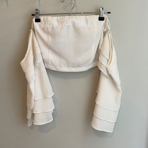 White off the shoulder long sleeve crop top